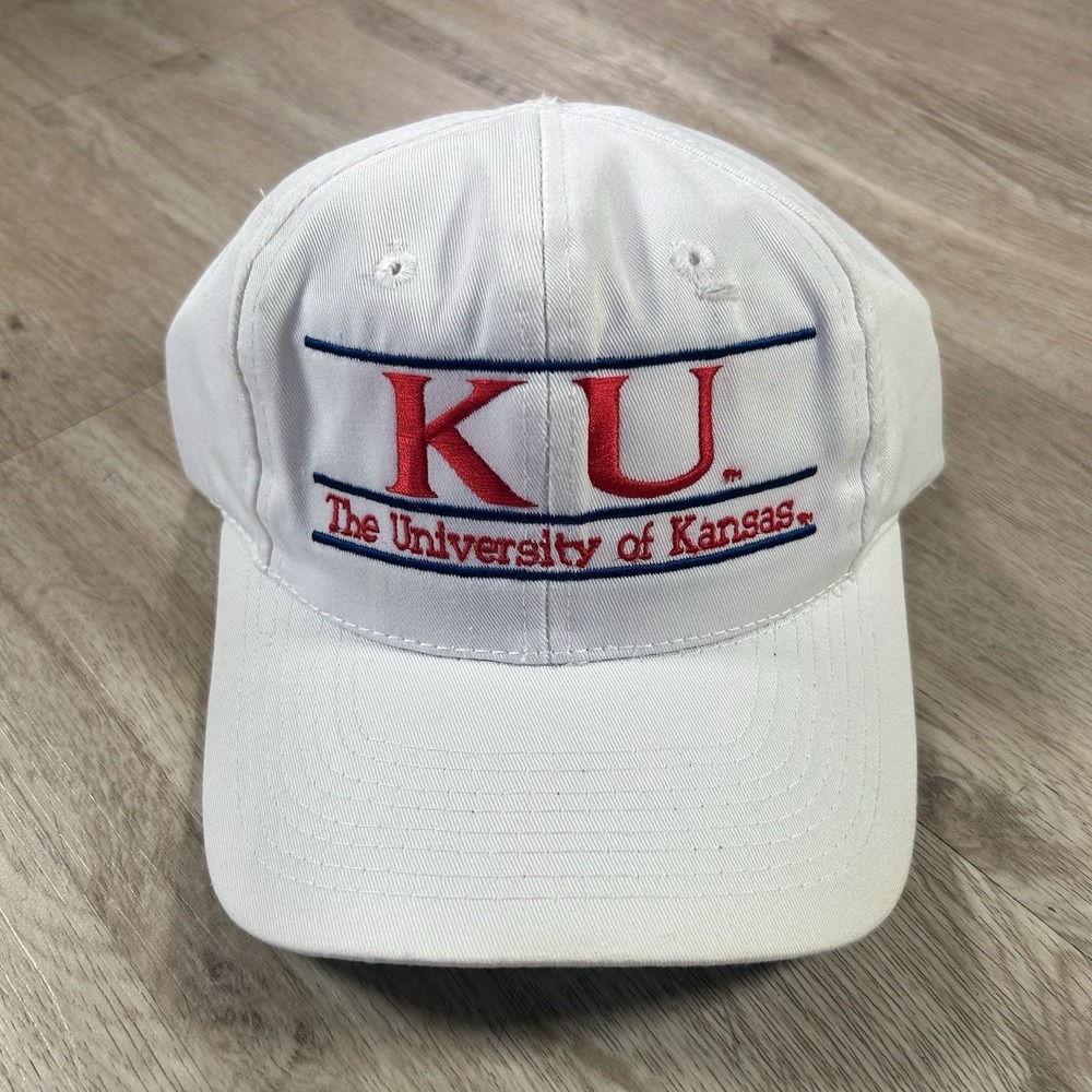 VTG Kansas Jayhawks Snapback Hat College The Game White Bar Line Cap